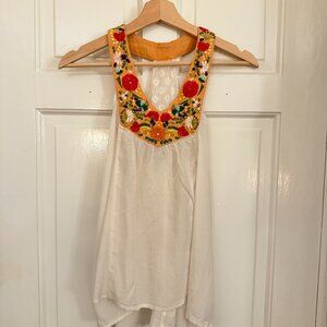Anthropologie Boho Floral Embroidered Tank Top 🌼